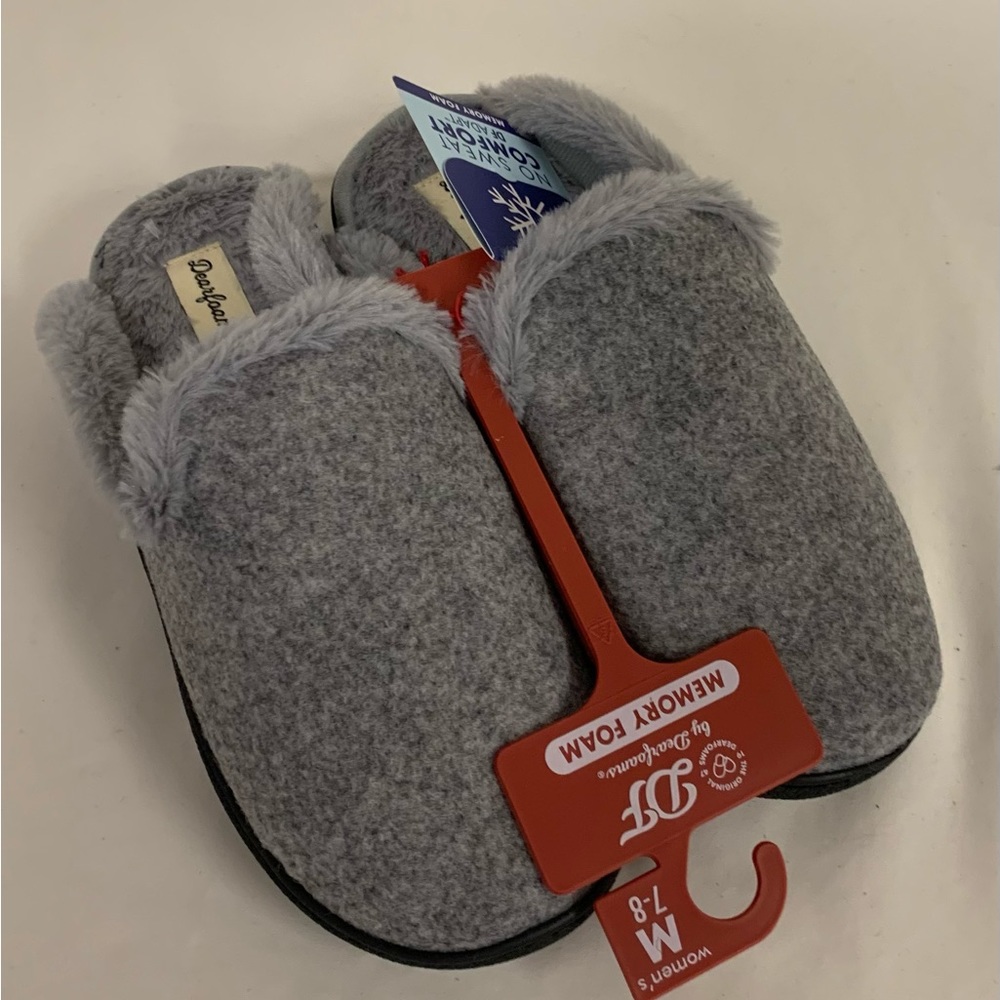 New Dearfoams Womens Memory Foam Comfort Slippers ~ 7/8